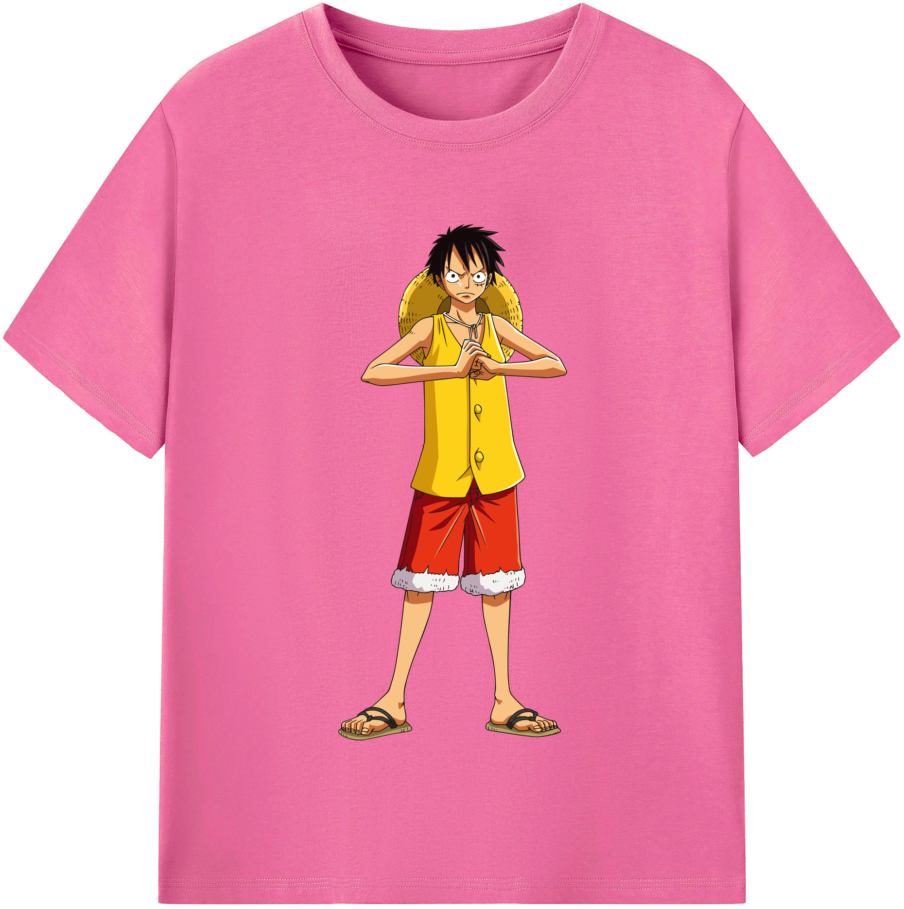 ワンピース モンキー・D・ルフィ ONE PIECE Monkey D. Luffy レディースカジュアルプリントTシャツ（綿100％）